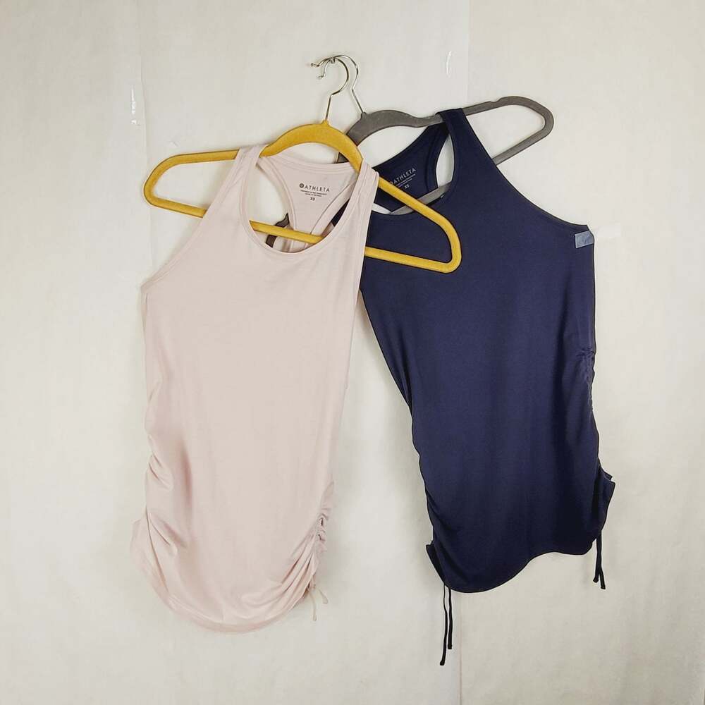 Athleta side ruched racerback tanks set of 2 Size XS Active Workout Athletic